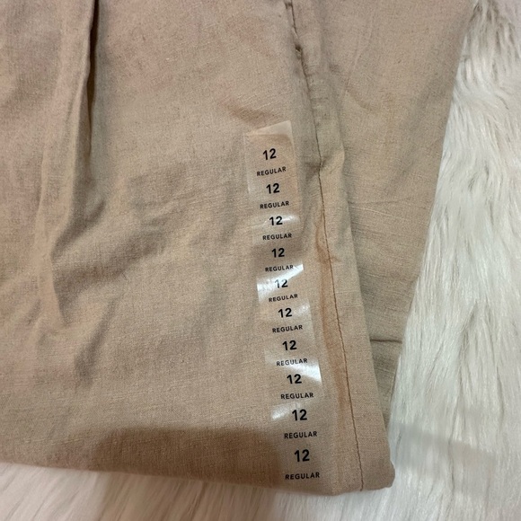AMERICAN EAGLE HIGH RISE WIDE LEG STRETCH TROUSERS BEIGE WOMEN’S SIZE 12 - Picture 15 of 16